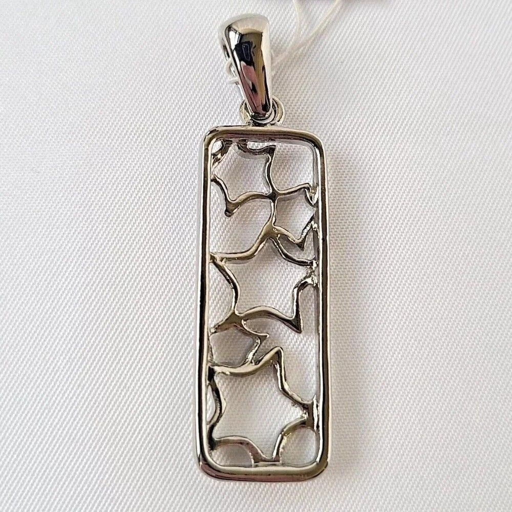 Lia Sophia Falling Scatter Stars Rectangle Silver Tone Pendant Slide Celestial - Picture 2 of 3